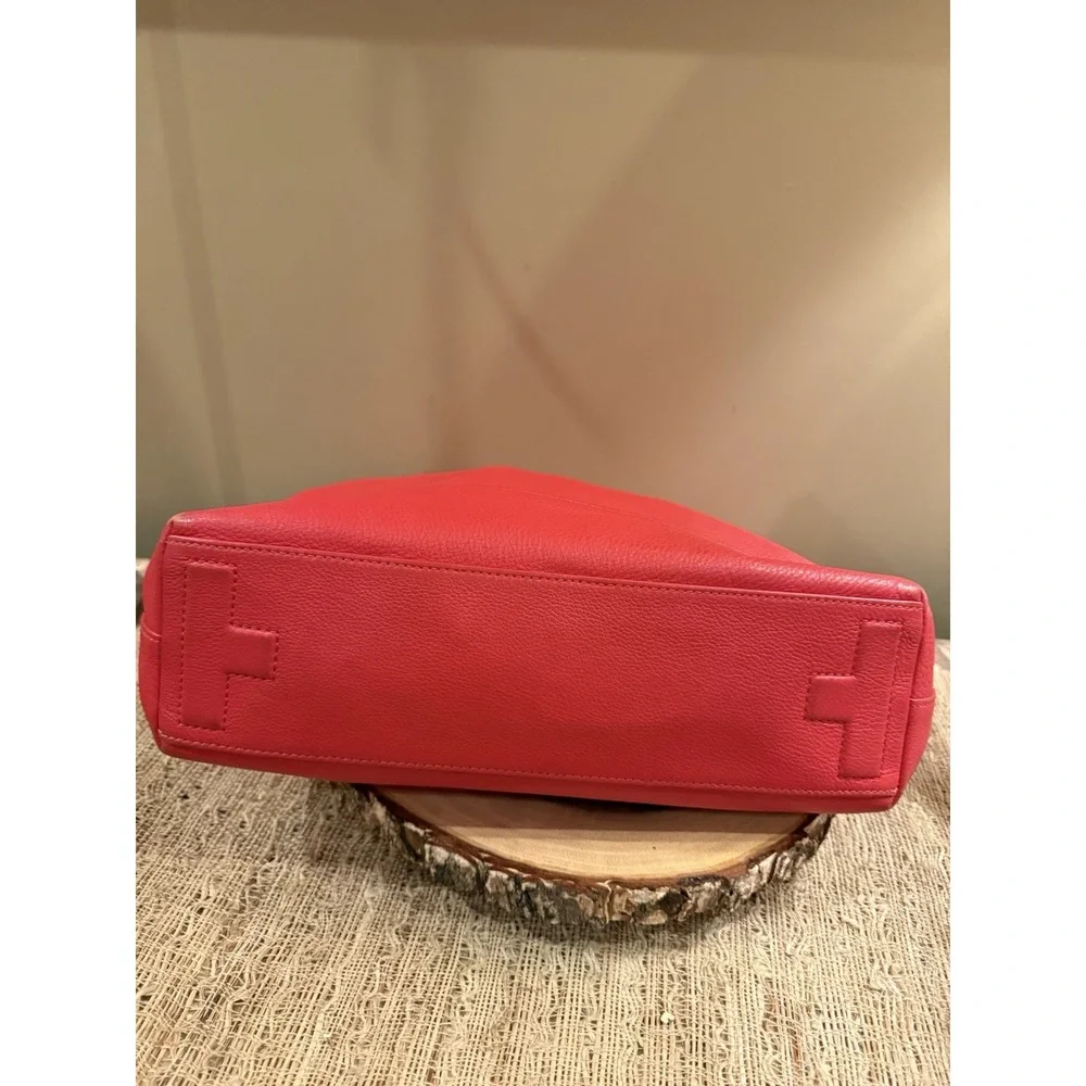 Tory Burch Duet Leather Hobo  Shoulder Bag in Cherry Apple New Ivory  $450